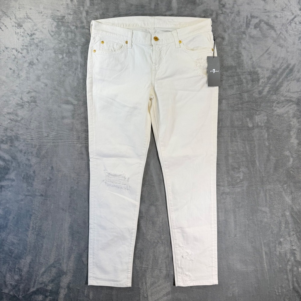 New 7 For All Mankind The Slim Cigarette Jeans Women's Size 28 White Denim Pants